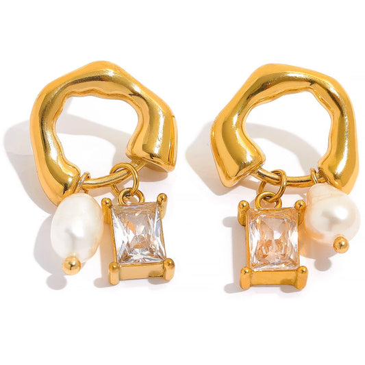 Pearl Drop CZ Earrings